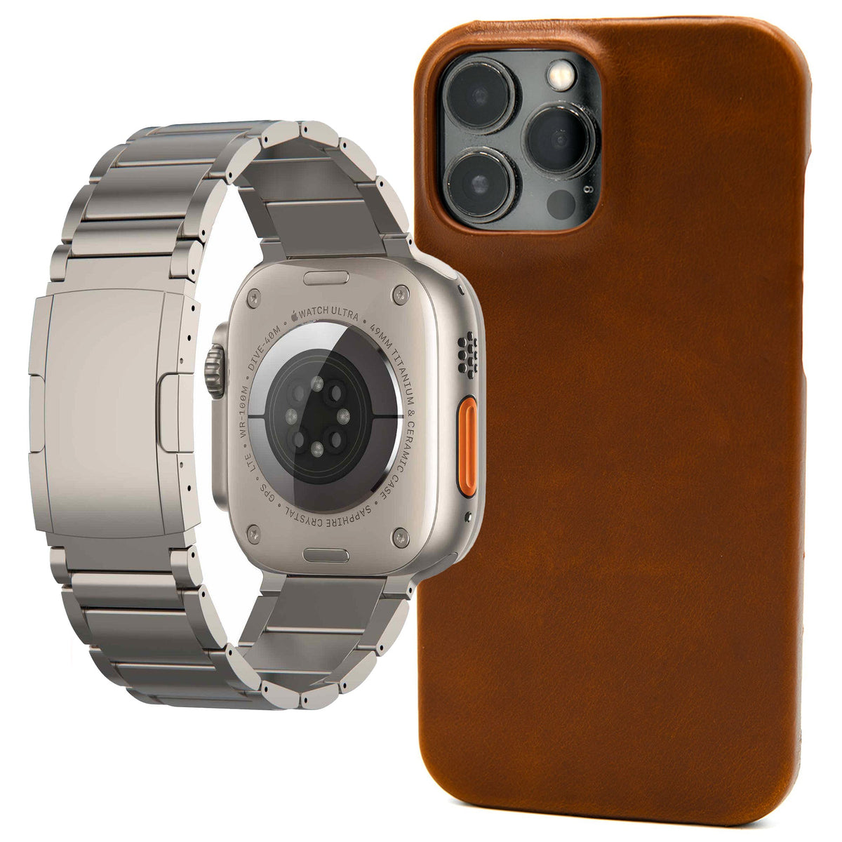 Titanium Band T01 + Leather iPhone Case BUNDLE